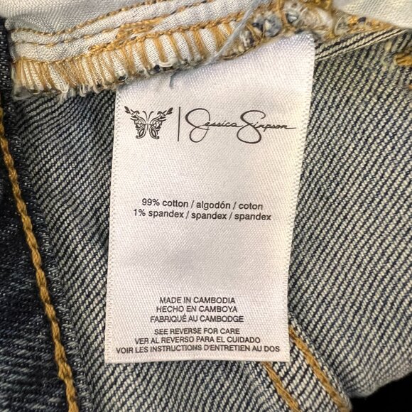 Jessica Simpson Jeans Womens 8 Freesia High Rise Wide Leg Cuffed Denim Navy Blue - Picture 6 of 8